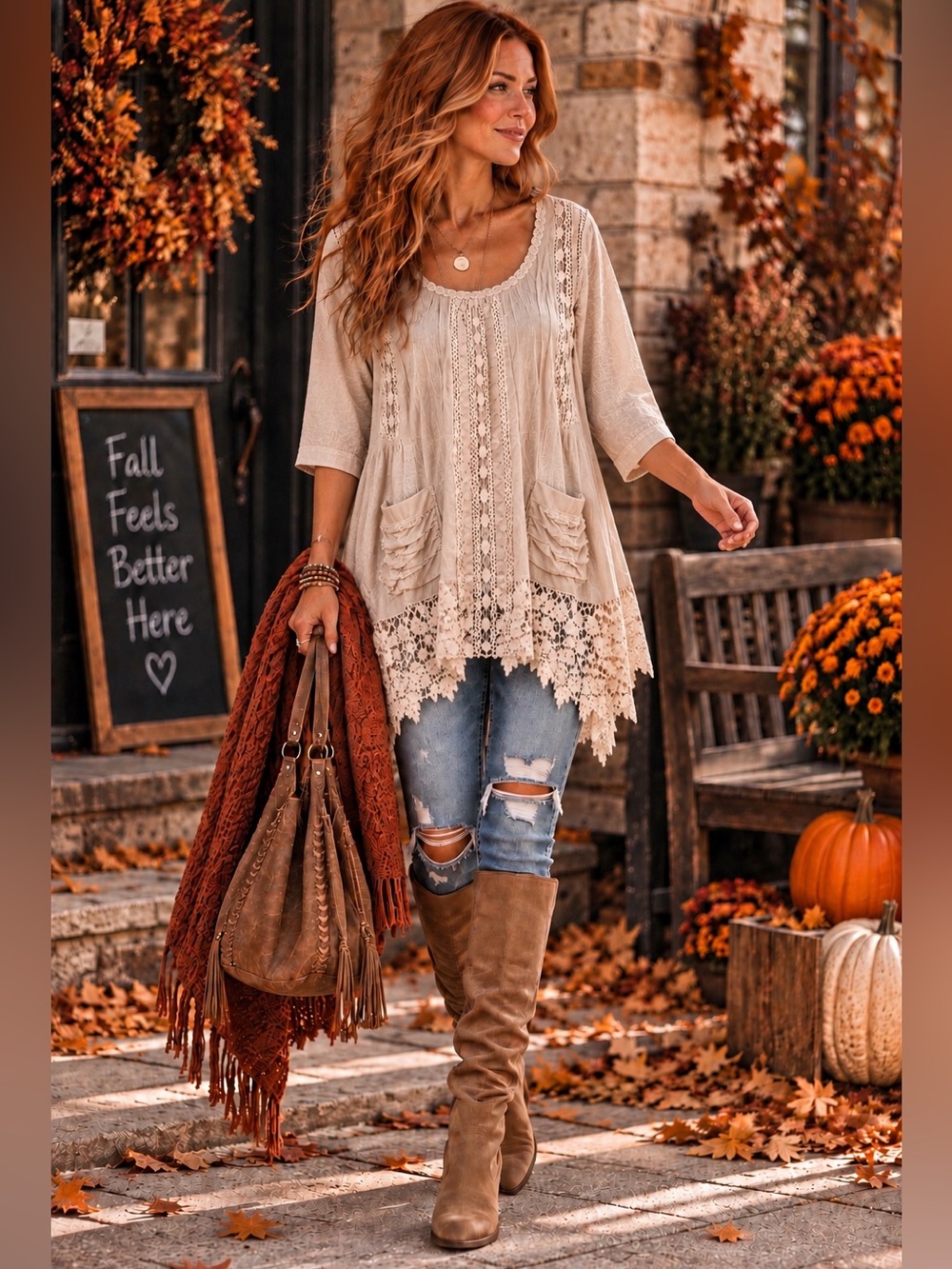 ORIGAMI by Vivien NWOT Cream Lace Crochet Boho Tunic – Size S